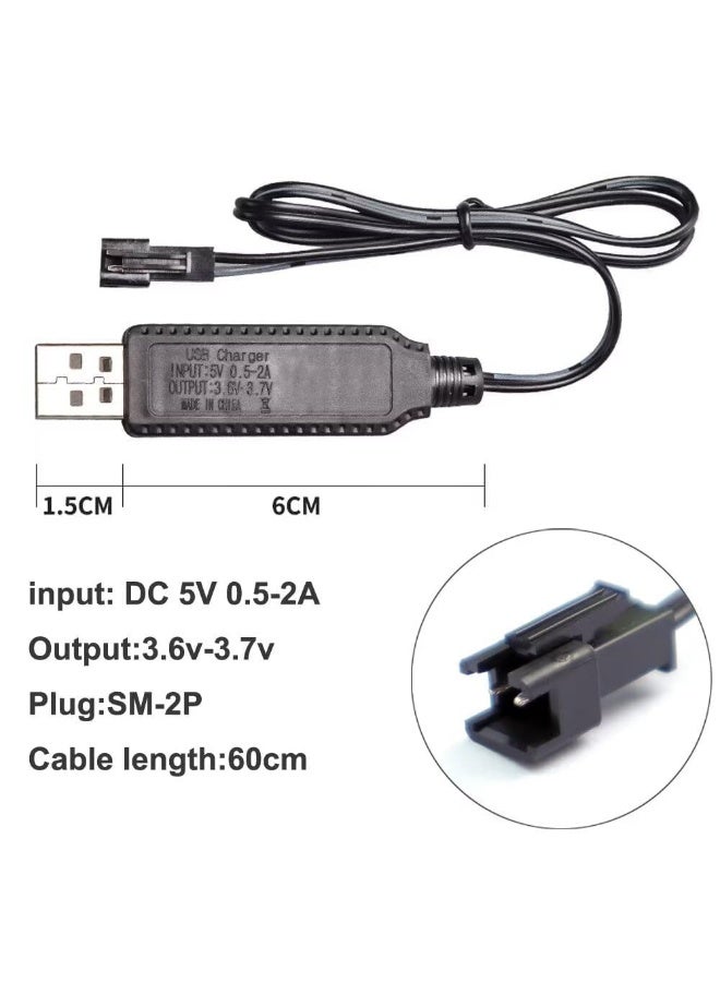 Peachjoy Battery Charger Cable USB Charging Cord, 3.6V 3.7V for LiPo Rechargeable Batteries, SM-2 Pin Plug, Compatible with RC Toys, Cars, Trucks, Tanks, Trains, Boats - Image 5